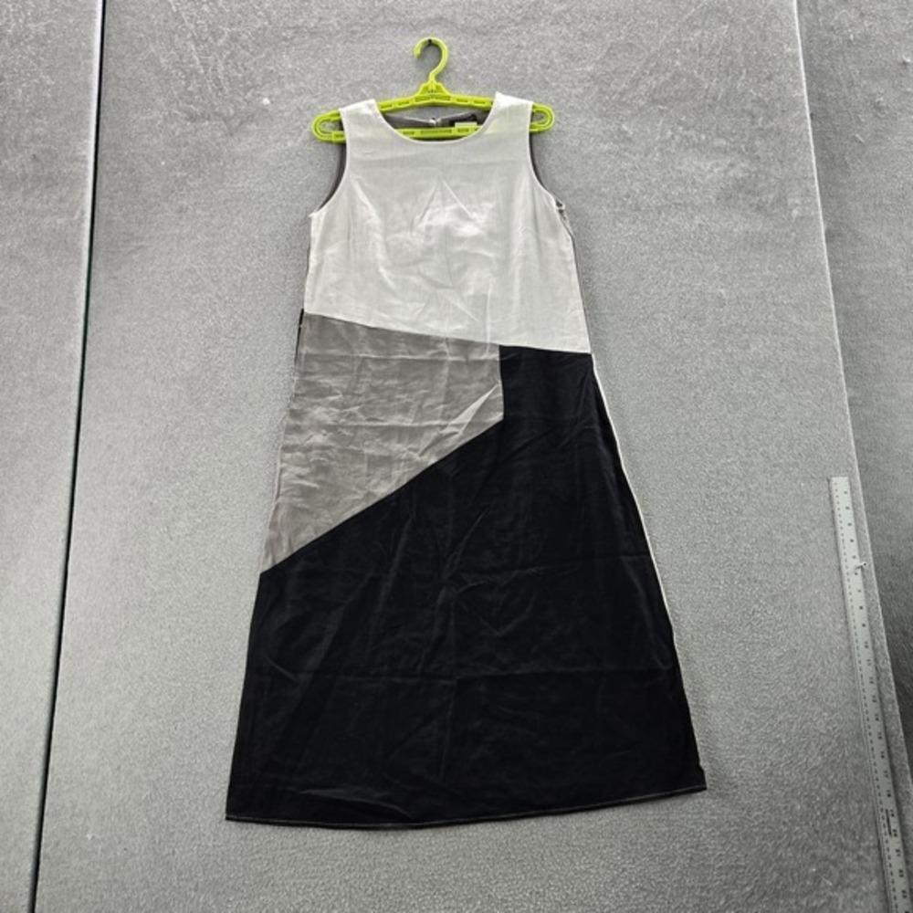For Cynthia Women Dress S‎ Gray Linen Viscose Colorblock A-Line Sleeveless Tank